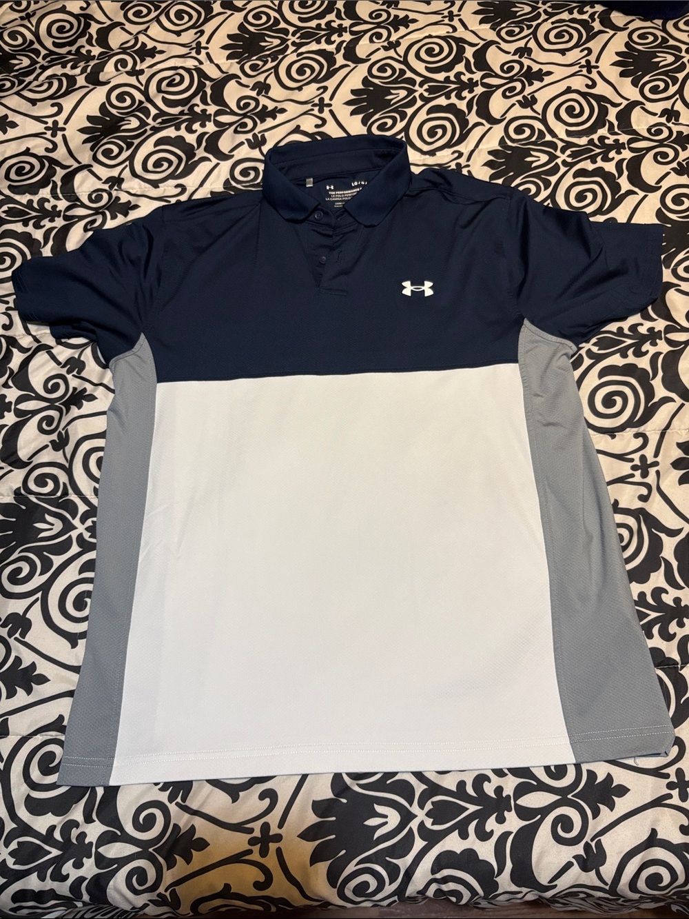 Under Armour Men’s Navy, White & Gray Performance Polo